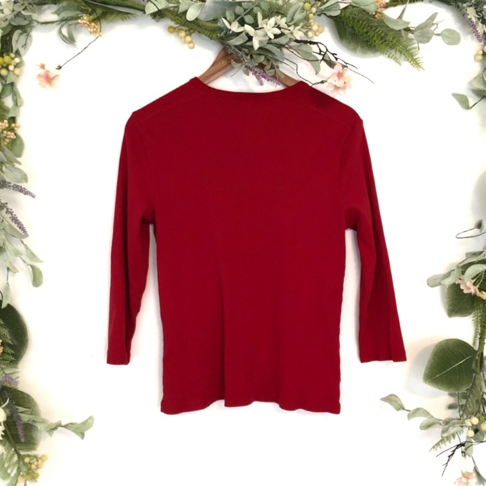 Lauren Ralph Lauren Red scoop neck long sleeve XL - Picture 2 of 4